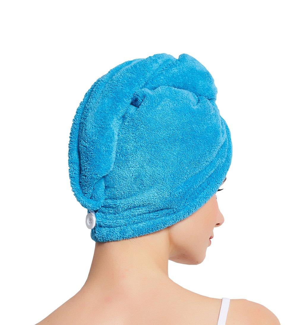 HOPESHINE Hair Drying Towel Twist Women's Soft Shower Microfiber Towels for Hair Turban Wrap Fast Drying Ultra Absorbent Cap Great Gift for Women (3-Pack Dark Grey+Grey+ Sky Blue)