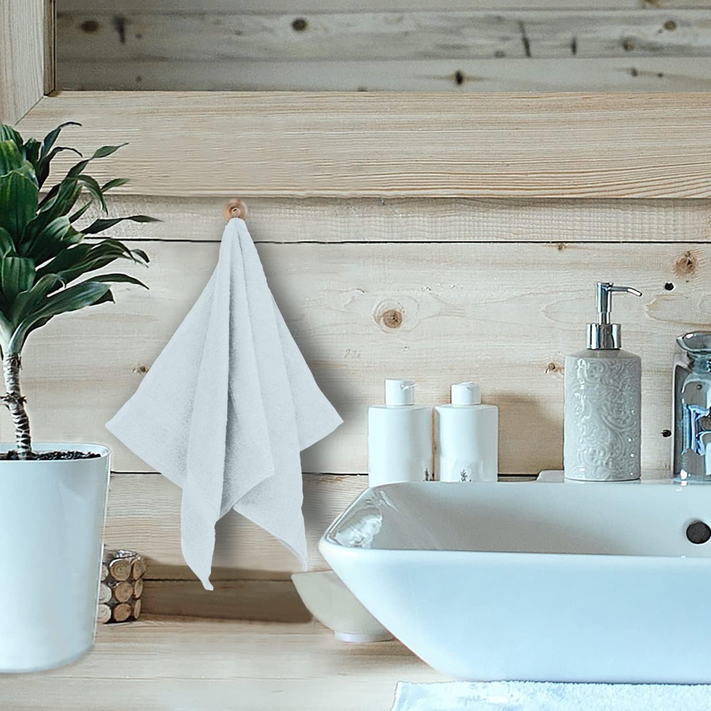 Monogrammed Hand Towel, Personalized Initial Gift, Extra Absorbent 100% Turkish Cotton - Soft Terry Finish - Set of 2 - Silver Block Initial I - Embroidered on White Towels