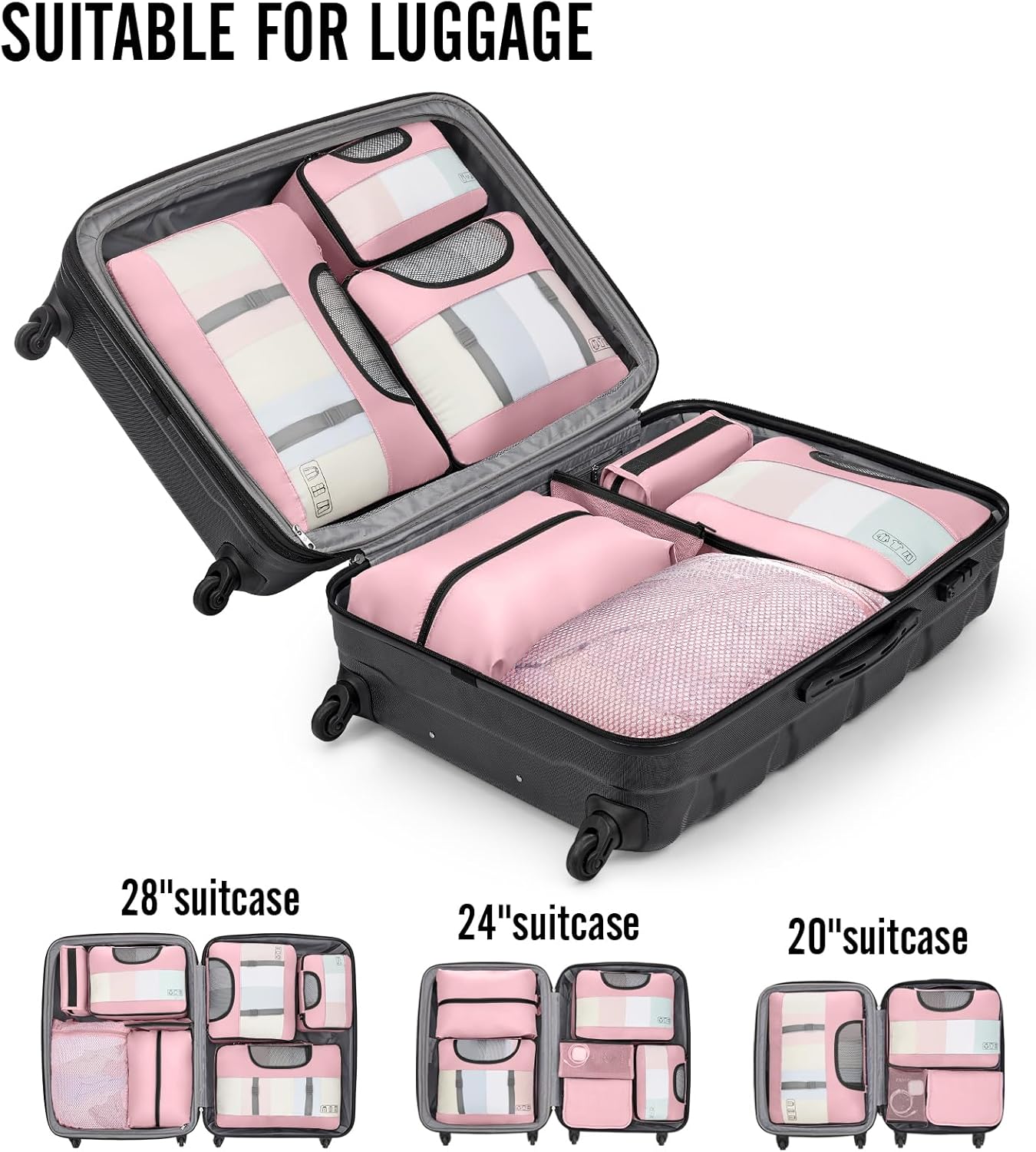 Veken 10 Set Packing Cubes for Travel Essential, Suitcase Organizer Bags in 4 Sizes, Carry-On Luggage Accessories with Large Laundry & Hanging Toiletry Bag, Must-Have for Airplane, Road Trip & Camping