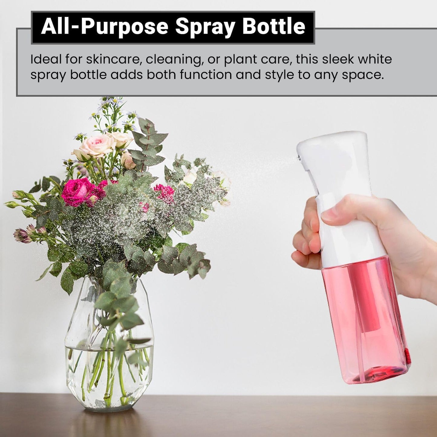 Continuous Mist Spray Bottle – Ultra Fine Mist for Hair Styling, Salon Use, and Versatile Applications – Ideal for Plants, Cleaning, and Travel – 5 oz Pink Octagon Shape Empty Bottle