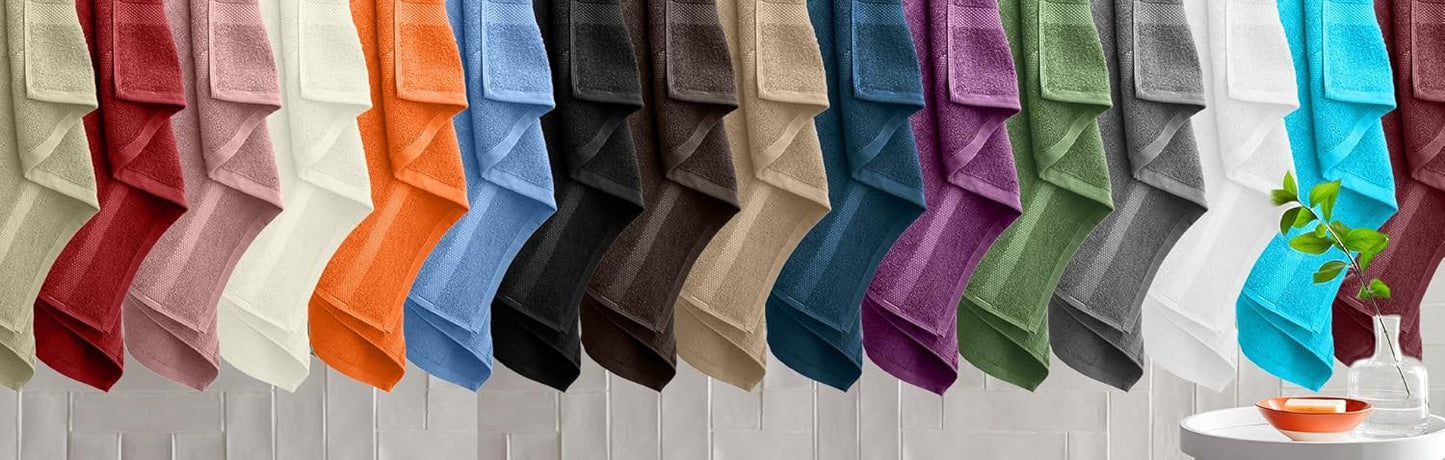 DAN RIVER Bath Towels Set of 4, 27 x 54 Inches, 100% Cotton, Larger & Lighter Weight, Quicker to Dry, Super Soft and Absorbent, Ideal Bathroom Towels Set for Daily Use, Orange