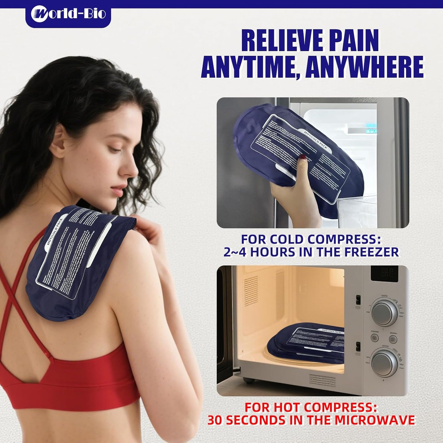 World-Bio Ice Pack for Sports Injuries,Reusable Ice Packs with Adjustable Straps for Muscle Pain, Swelling, Multifunctional Hot and Cold Compress for Knee, Shoulder, Arm, Leg,Back,Head,Ankle