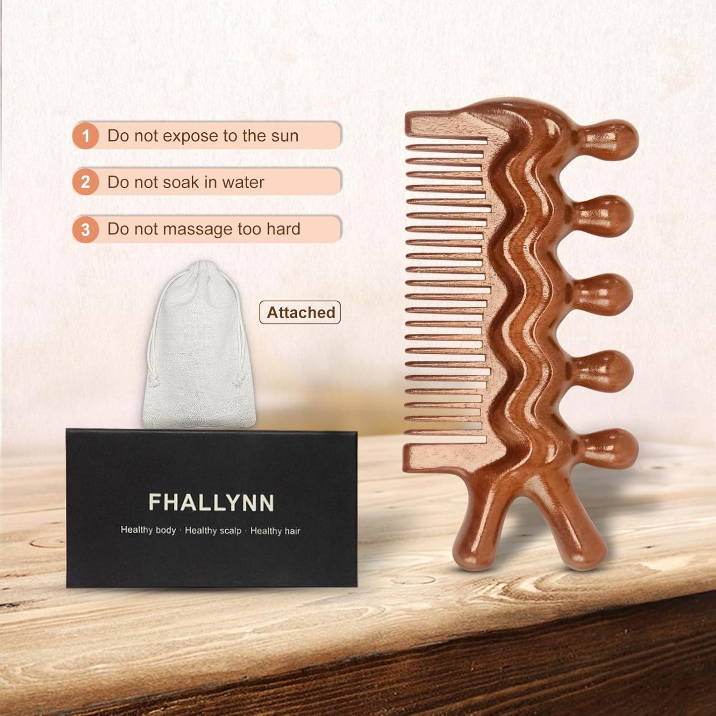 Wooden Scalp Comb, Pocket Fine Tooth Hair Combs for Women/Men, Natural Wooden Massage Comb (ProElite)