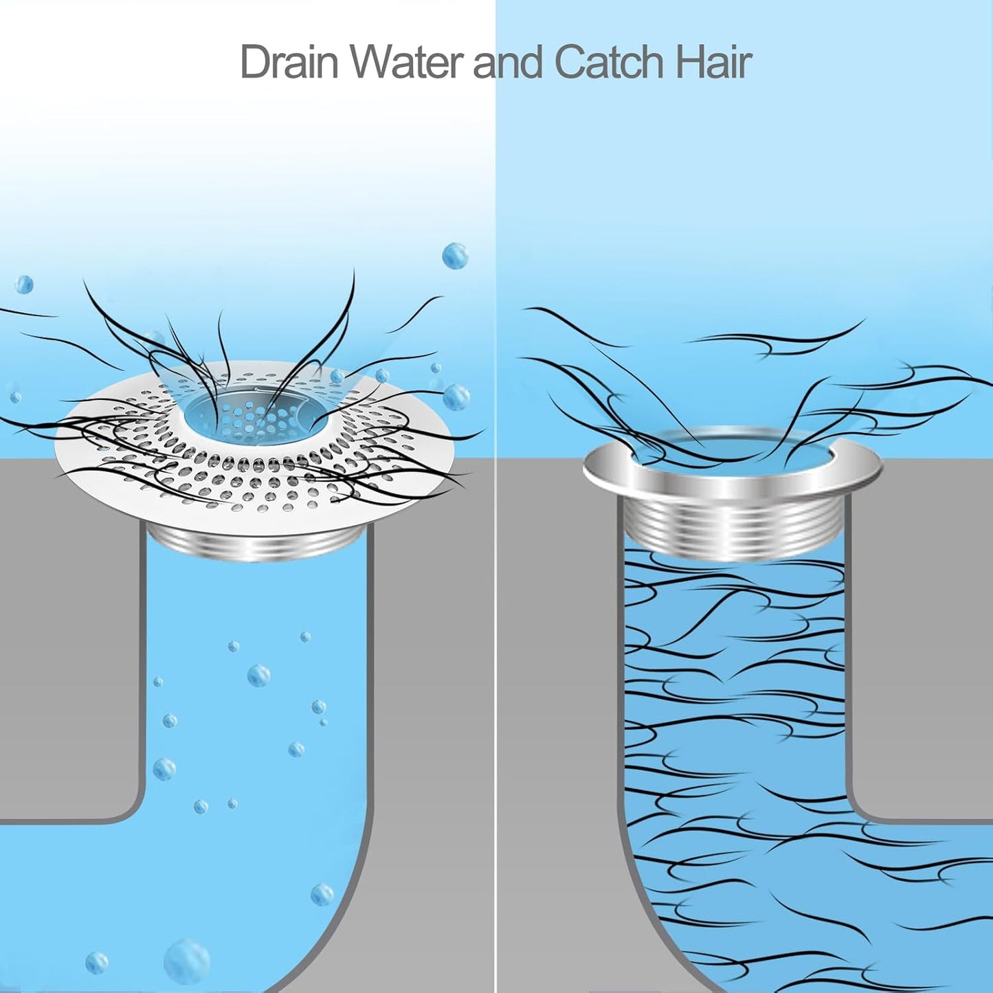 LEKEYE Shower Drain Hair Catcher/Bathroom Drain Cover/Bathtub Drain Strainer/Shower Stall Drain Protector(Pearl Chrome)