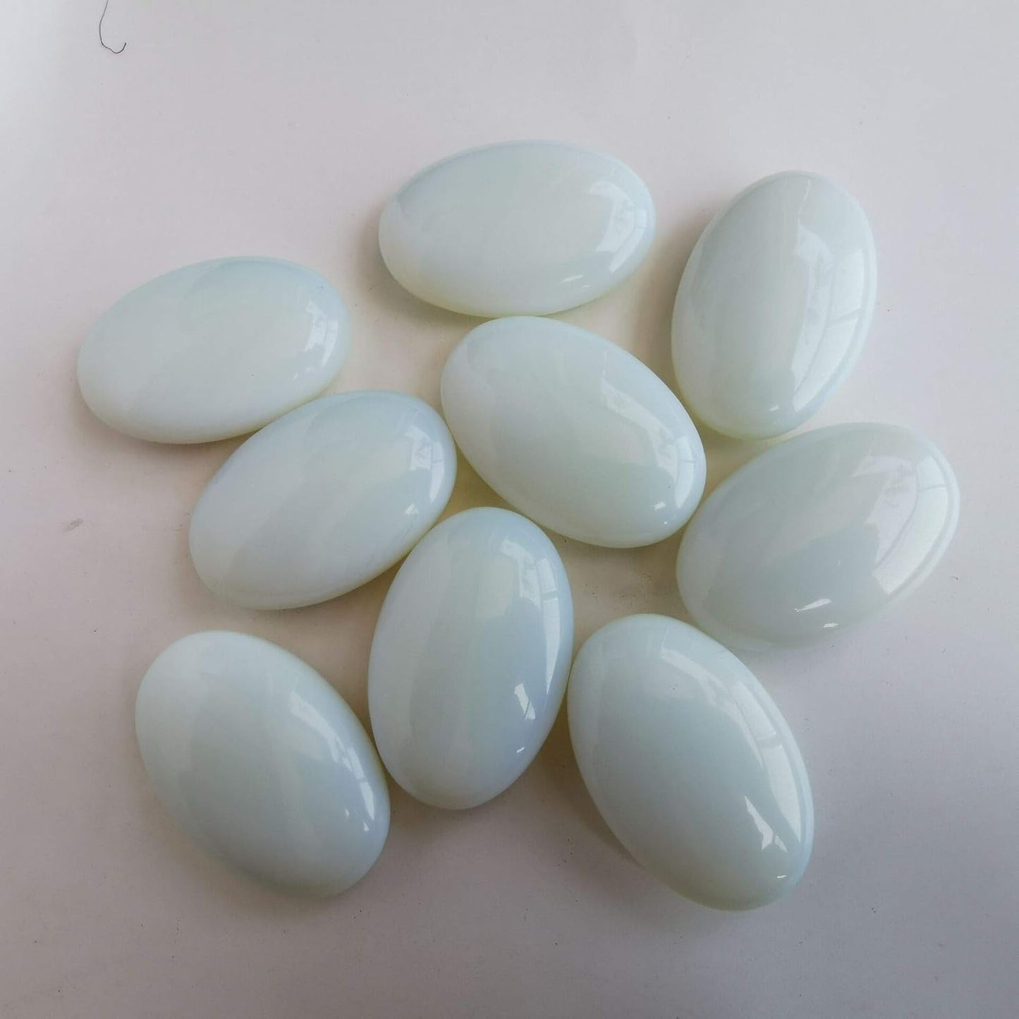 Synthesis Opalite Oval Polished Worry Stones, Healing Crystal Indoor Fountain Stones Massage Energy Anxiety Relief Items