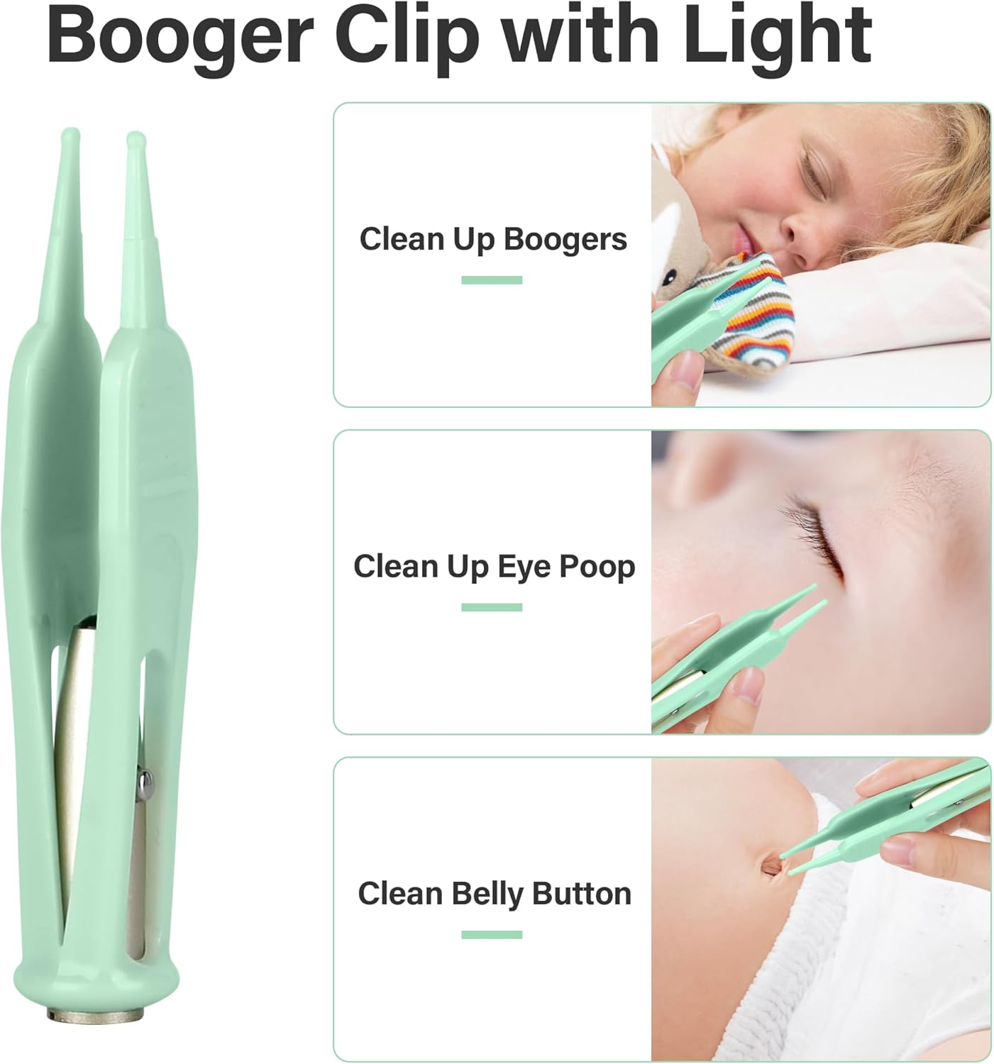 POZILAN Ear Cleaning Kit with LED Light - 15 Pack Ear Wax Removal Kit for Kids and Adults, Earwax Spoon Digger & Tweezers for Ear Cleaning Tool Present Set(Green)