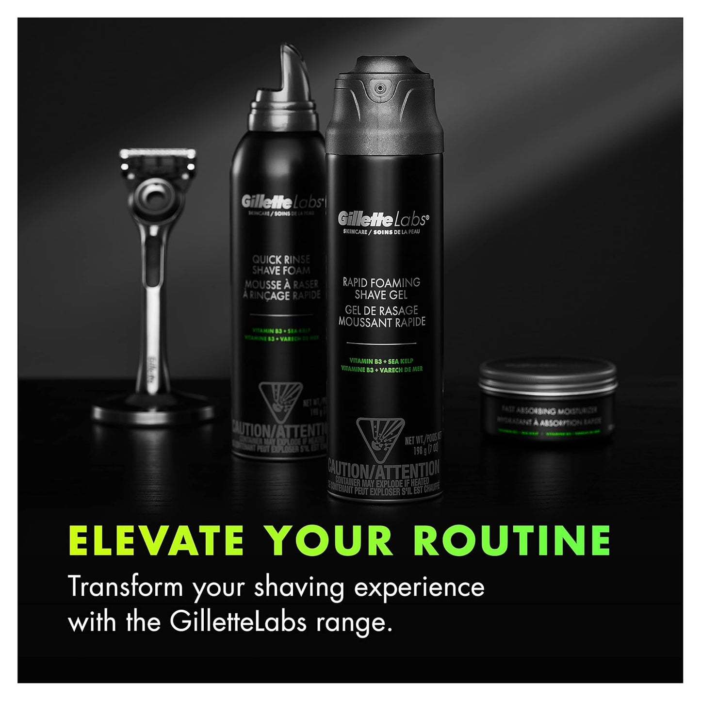 GilletteLabs Rapid Foaming Shave Gel for Men, 7oz (Pack of 2)