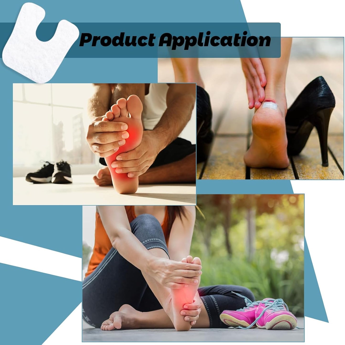 36 Pieces U Shaped Felt Pads Horseshoe Metatarsal Pads Callus Forefoot Foot Pads Pain Relief Foot Cushion Protect Calluses from Rubbing on Shoes Reduce Foot and Heel Pain(White)