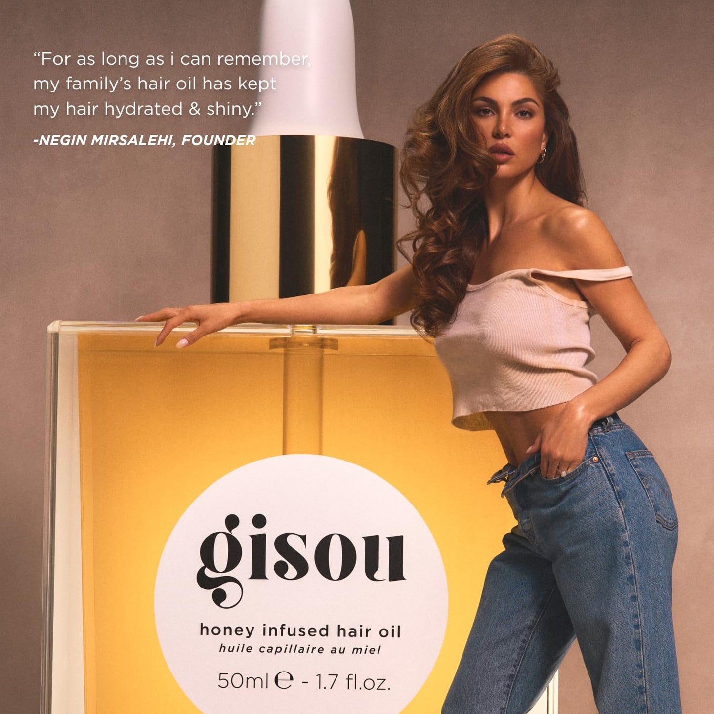 Gisou Honey Infused Hair Oil Mini - Hydrating & Frizz Control Treatment with Mirsalehi Honey, Adds Shine & Heat Protectant for All Hair Types, 0.7 Fl Oz
