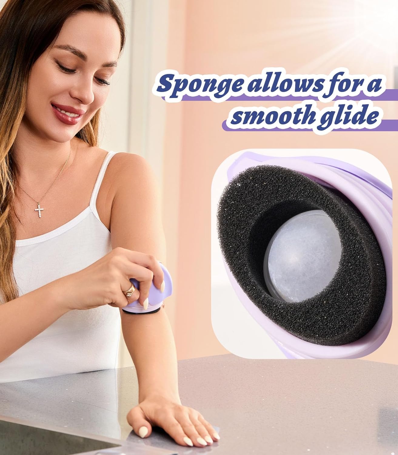 Sunscreen Applicator for Kids with Roller Ball & Soft Sponge - Refillable, Spill-Proof, Travel Size (1.85 oz) - Easy Sunscreen Roll-On for Children, No Mess Baby Sun Lotion Brush