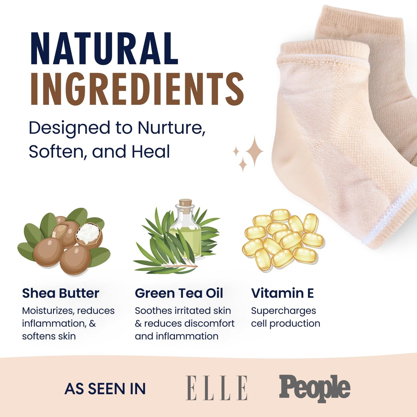 Dr. Frederick's Original Moisturizing Heel Socks for Cracked Heel Treatment - 2 Pairs - Socks for Dry Feet - Cracked Skin Repair & Overnight Hydration - Foot Care for Women & Men - Shea Butter