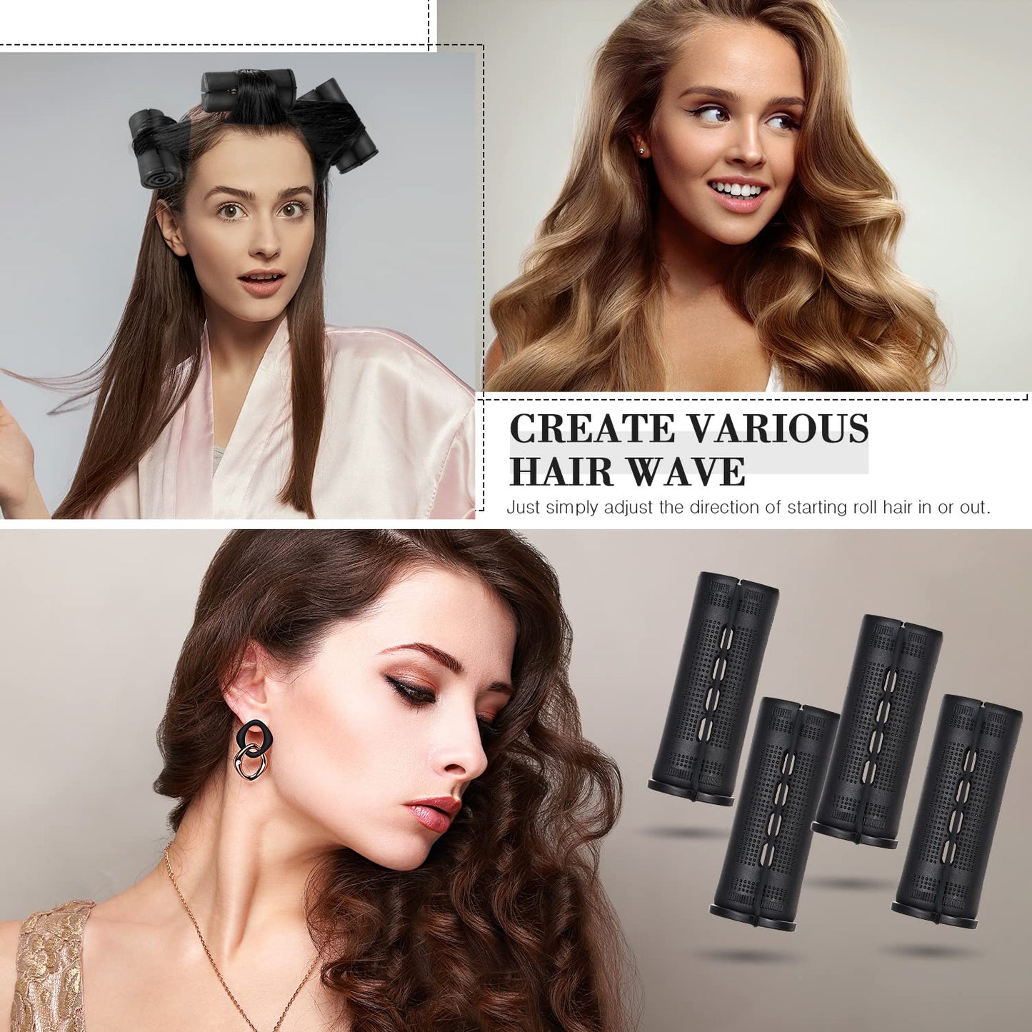 WILLBOND 36 Pieces Cold Wave Rod Hair Perm Rods Hair Rollers Perming Curlers with Steel Rat Tail Comb for Hairdressing Styling