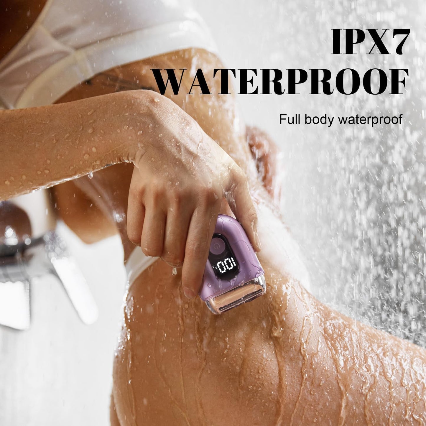 Cordless Electric Shaver for Women: Mini Electric Razors with LED Display - Rechargeable Bikini Trimmer - IPX7 Waterproof Wet Dry Face Razor for Body Pubic Leg (Purple Little)