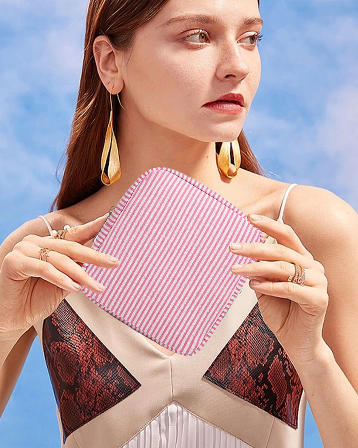 Mini Makeup Bag, Small Makeup Pouches for Purse Cute Cosmetics Bag Pouch with Slip-in Pockets Small Travel Toiletry Bag Makeup Storage Bag Lipstick Organizer Purse Essentials (Mini Pink)