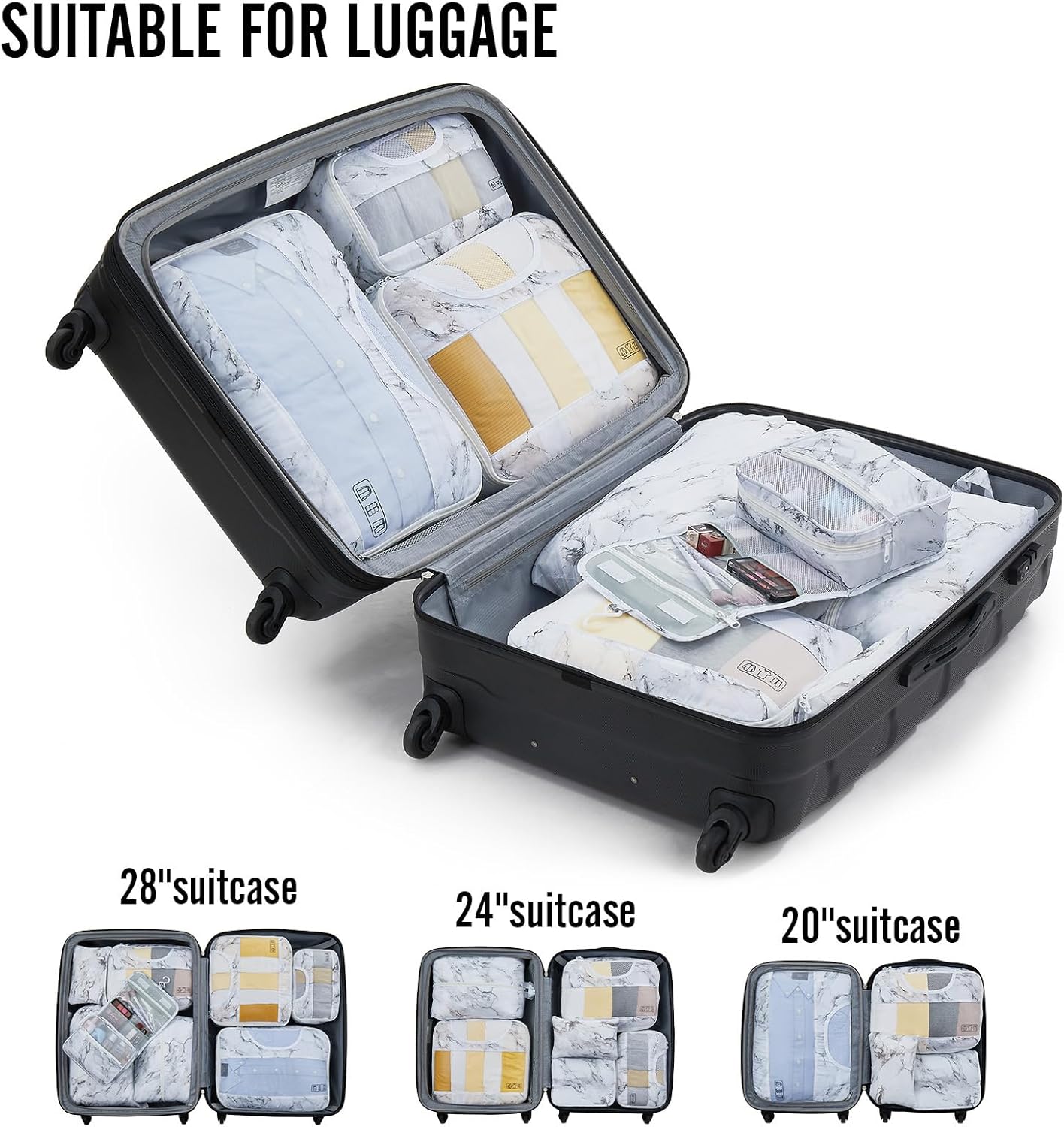 Veken 8 Set Packing Cubes for Travel Essentials, Suitcase Organizer Bags in 4 Sizes, Carry-On Luggage Accessories with Large Laundry & Hanging Toiletry Bag, Must-Have for Airplane, Road Trip & Camping