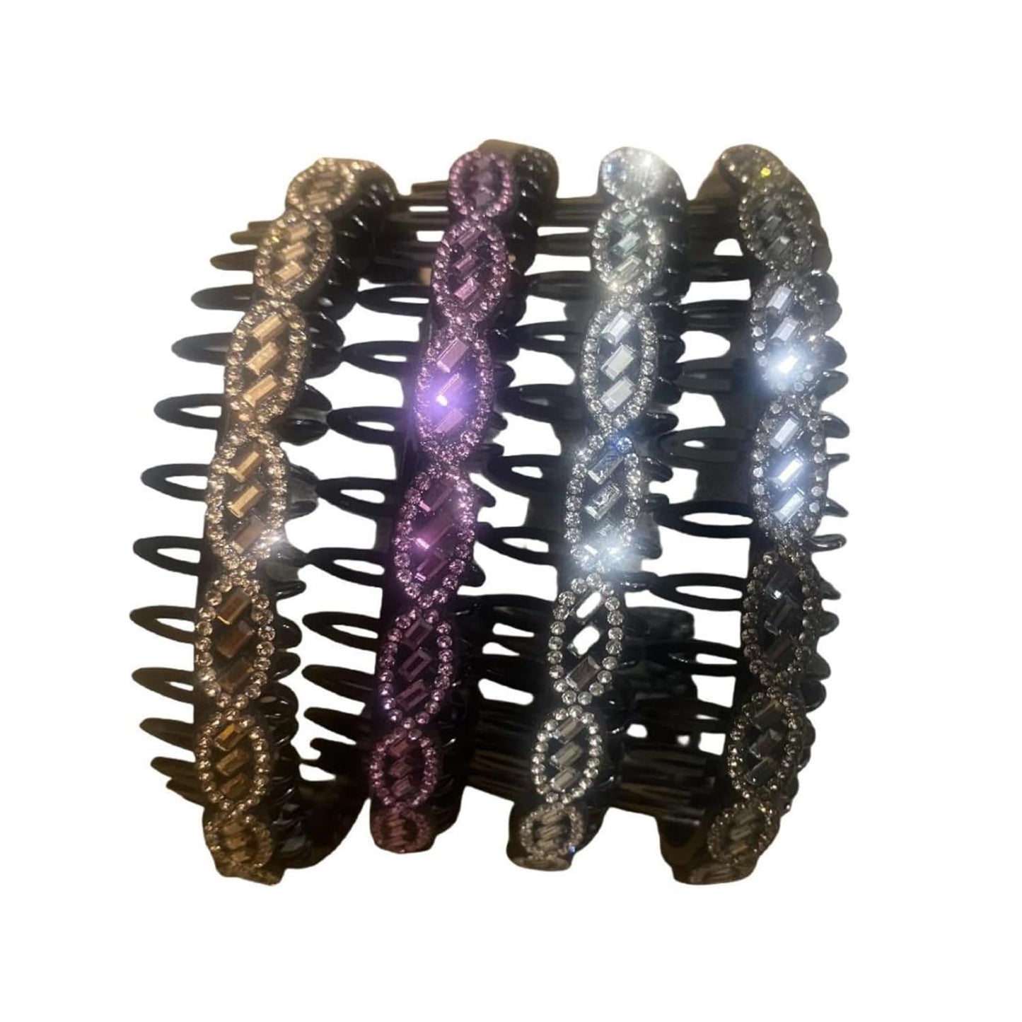 Rhinestone Headbands for Women Girls,4PCS Sparkle Crystal Headband Non Slip,Tooth Hair Bands Rhinestone Hair Hoop,Comfortable Daily Prom Party Head Accessories