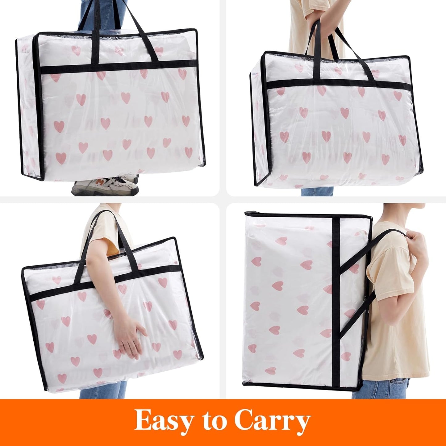 Lifewit 3 Pack Clear Clothes Storage Bags, 95L Plastic Blanket Storage Bag, Vinyl Foldable Moving Bags with Zipper,Closet Organizers and Storage Containers for Comforter, Bedding, Duvet, Pillow