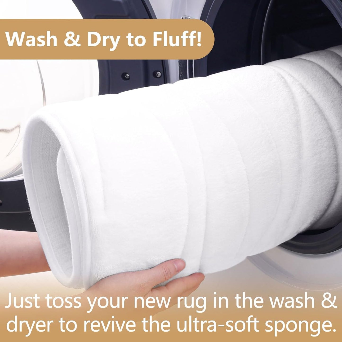 Buganda Memory Foam Bathroom Rug Mat 36x24, Extra Soft and Absorbent Bath Mats, Non-Slip and Machine Washable Bath Rugs for Bathroom Floor,Tub and Shower, White