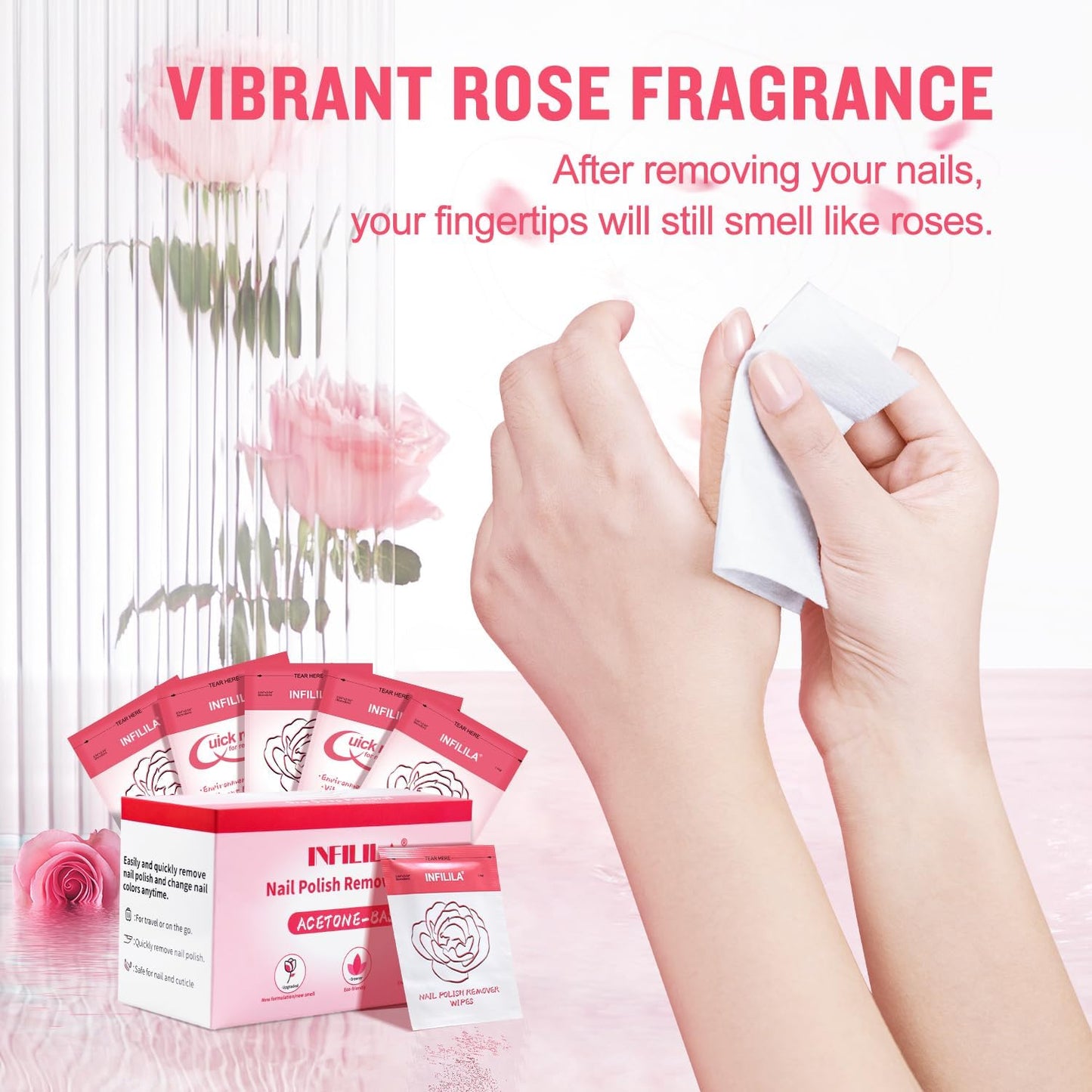 NXJ INFILILA Nail Polish Remover Pads Big Size 50 PCS Fingernail Polish Remover, Quick Nail Polish Remover Wipes, Portable Travel Kit to Clear Nail Polish for Home Professional Salon Supplies