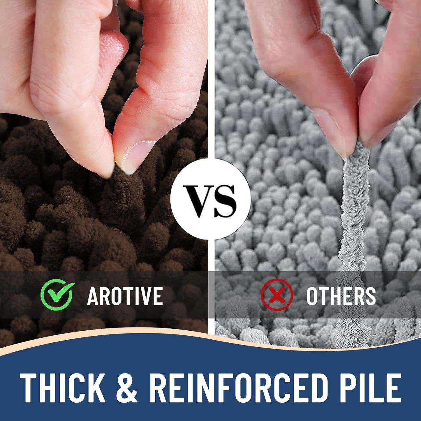 Arotive Luxury Round Chenille Bathroom Rug Mat, Extra Soft Thick Absorbent Shaggy Bath Rugs, Non-Slip Machine Wash Dry Plush Bath Mats for Bathroom, Shower and Tub, 24x24, Brown