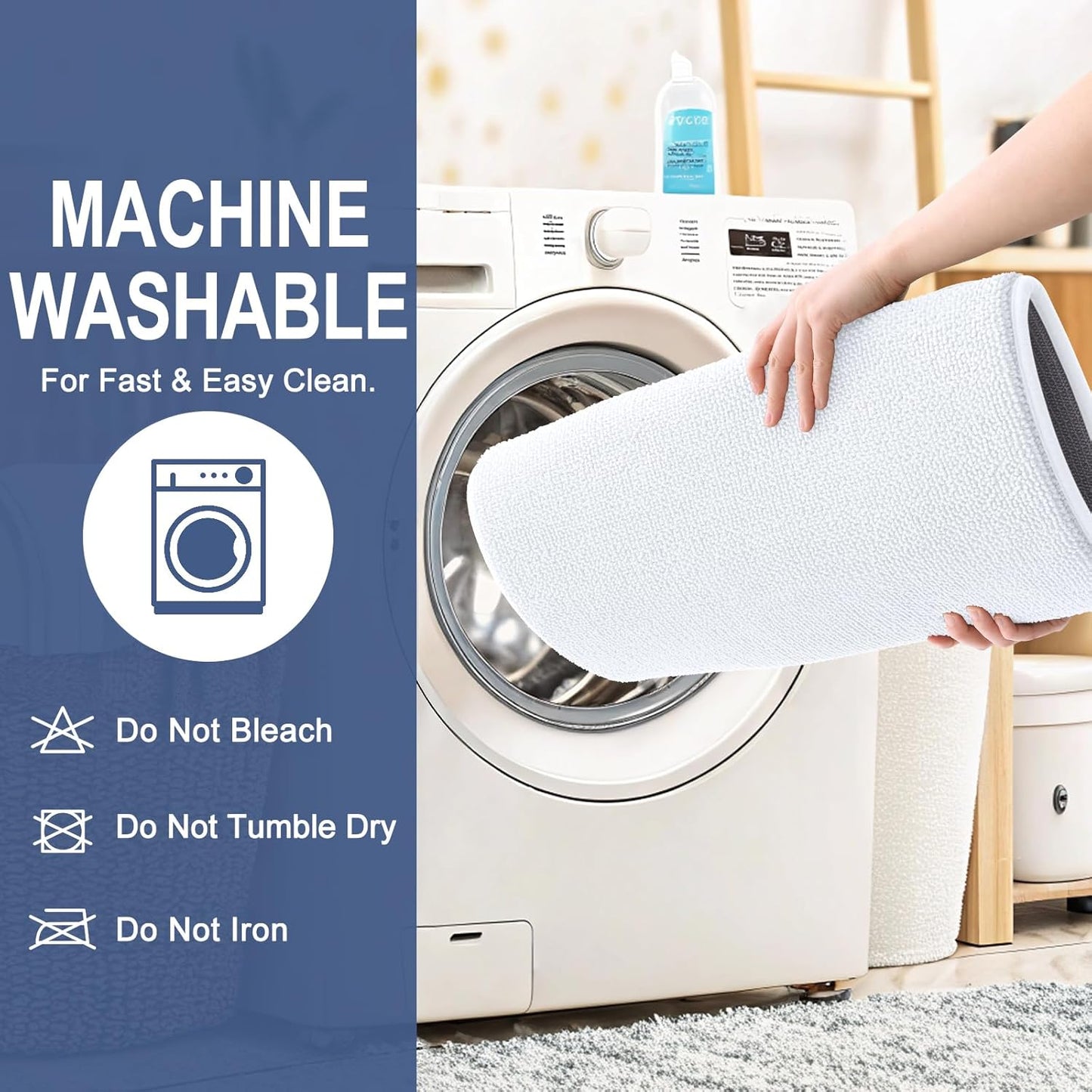 OLANLY Thick Memory Foam Bath Mat Rug 47x24, Extra Soft Absorbent Bathroom Rug, Quick Dry Bath Mats, Non-Slip, Machine Washable Carpet for Bathroom, Tub and Shower, Home Decor Accessories, White