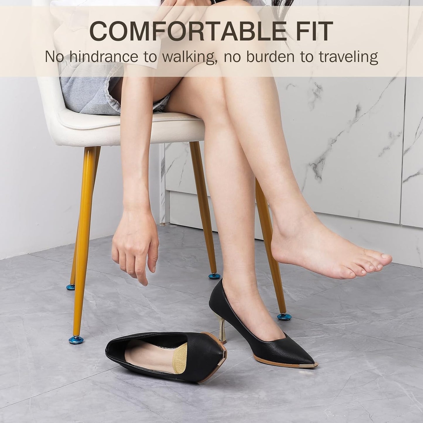 Metatarsal Pads Women, Gel Ball of Foot Cushions for Pain Relief in Shoes, Non-Slip Heel Inserts, One Size Fits All (2 Pair, Beige)