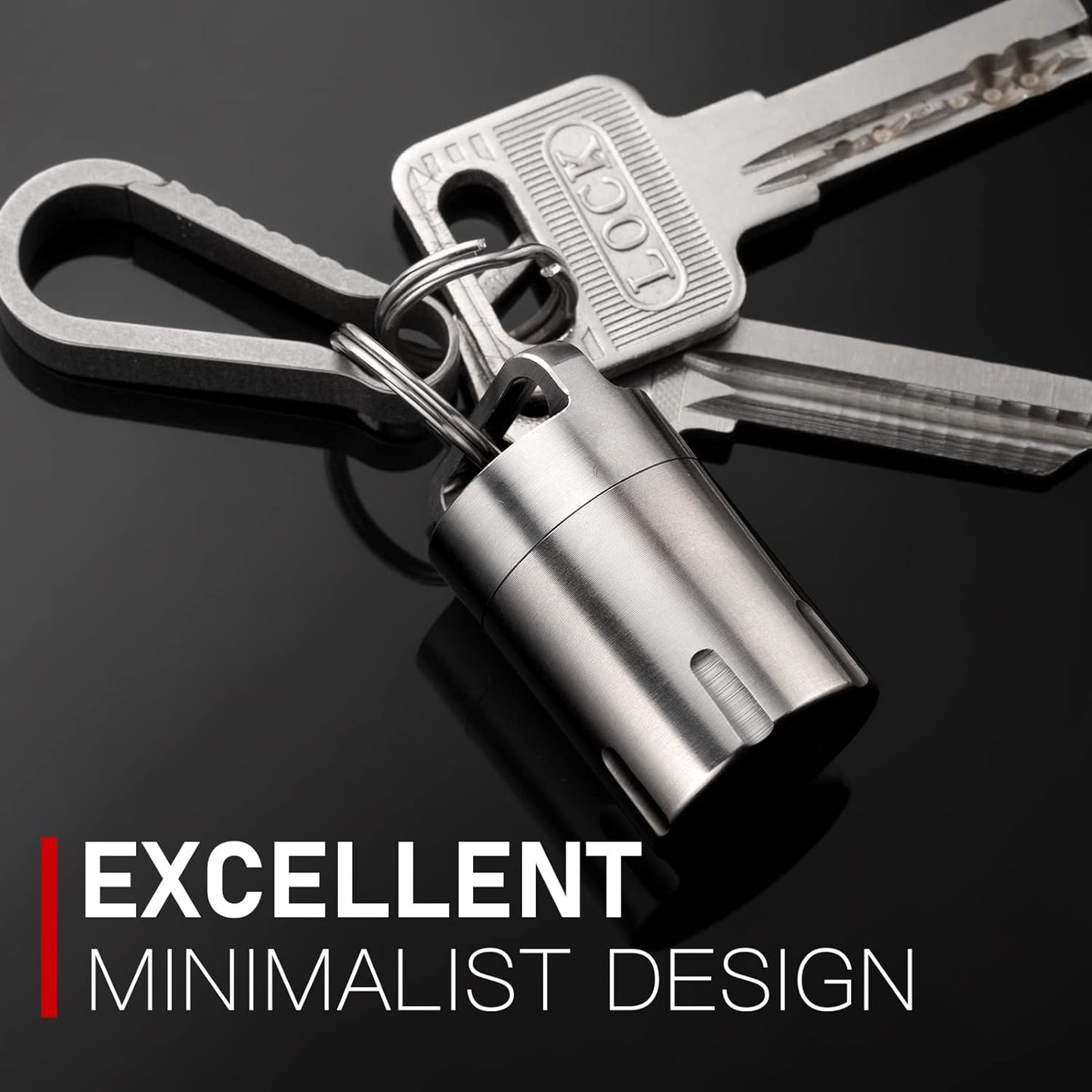 TISUR Titanium Small Pill Holder Keychain, Portable Pill Case Waterproof Pocket Pill Box Container Carrier to Hold Pills, Vitamins, Fish Oil, Supplements