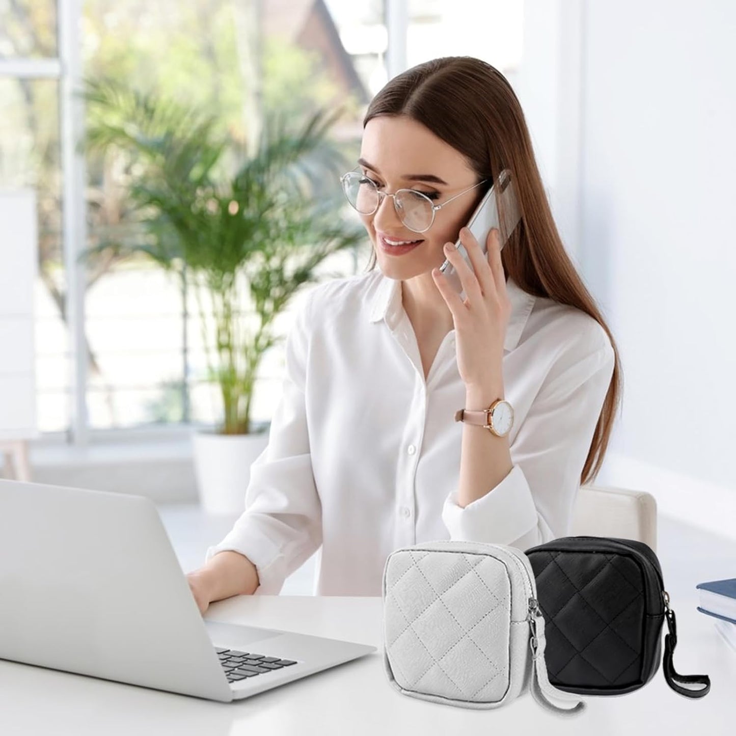 2 Pcs Sanitary Napkin Storage Bag,Period Bag, Period Pouch,Feminine Menstrual Pad Tampon Organizer,Portable Sanitary Pads Pouches First Period Kit for Teen Girls Women Ladies(Black&Grey)