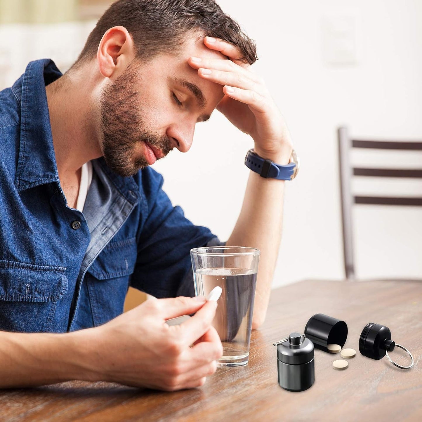 4 Pieces Pill Keychain Holder Waterproof Aluminum Pill Keychain Container Aluminum Case Box for Purse for Travel, Foam Storage Case, Multicolor