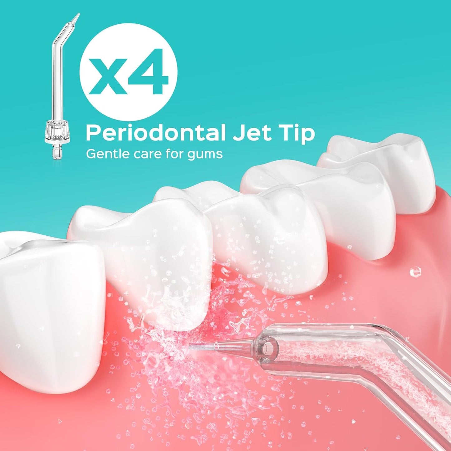 COSLUS Original Water Flosser Replacement Tips: Replacement Heads Compatible with COSLUS, Aquasonic, Nicwell, Oralfree, WELLFINE, Hangsun, Tovendor Water Dental Pick, Accessory, 4 Periodontal Jet Tips