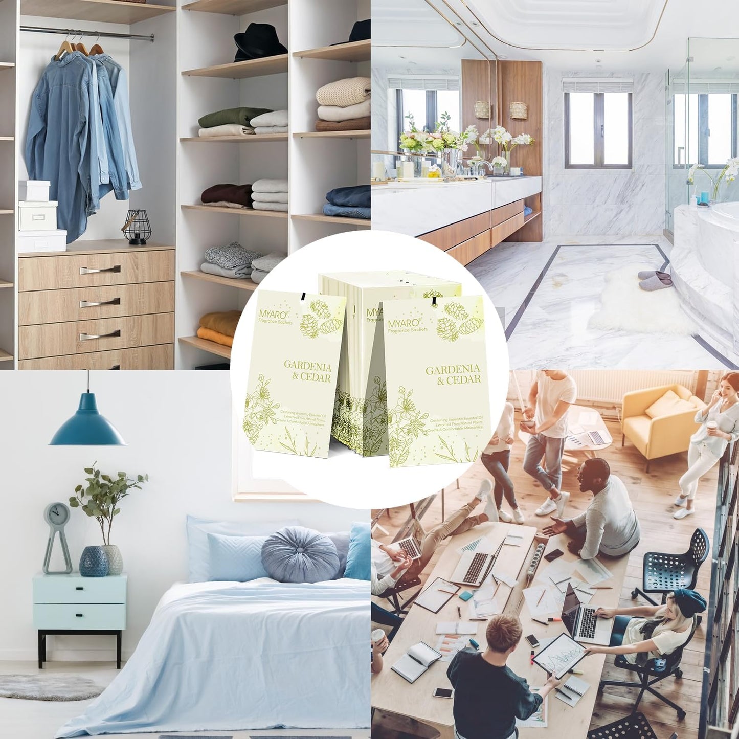 Sachets for Drawers and Closets, MYARO 12 Packs Gardenia & Cedar Scented Sachet Bags, Home Fragrance Perfume Smell Goods for House