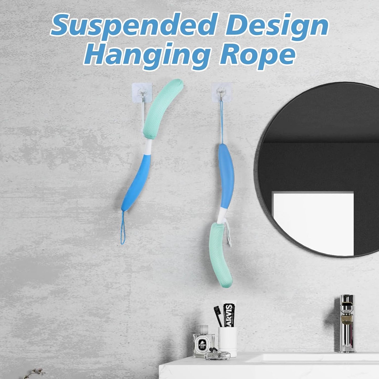 Back Scrubber for Shower,Mesh Sponge Body Shower Brush with Long Handle for Use in Shower Back Scrubber,Back Scrub for Exfoliating Body Scrubber or Shower Brush (Blue and Blue)