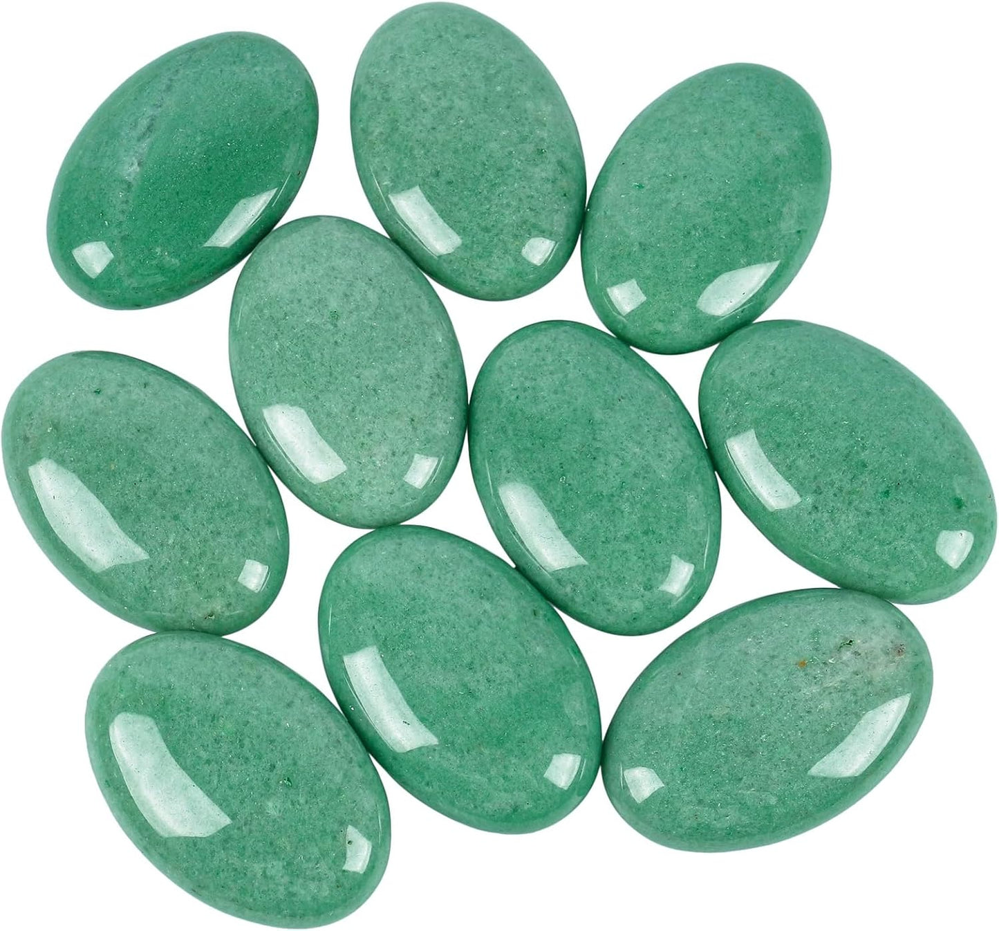 Natural Green Aventurine Oval Polished Worry Stones, Healing Crystal Indoor Fountain Stones Massage Energy Anxiety Relief Items