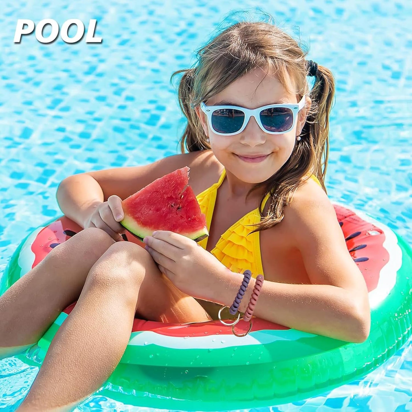 BIHRTC 6pcs Colorful Stretchable Wristband Wristlet Keychain Bracelet Wrist Band Key Ring Chain Wrist Coil Key Chains for Sauna Gym Pool ID Badge and Outdoor Sports