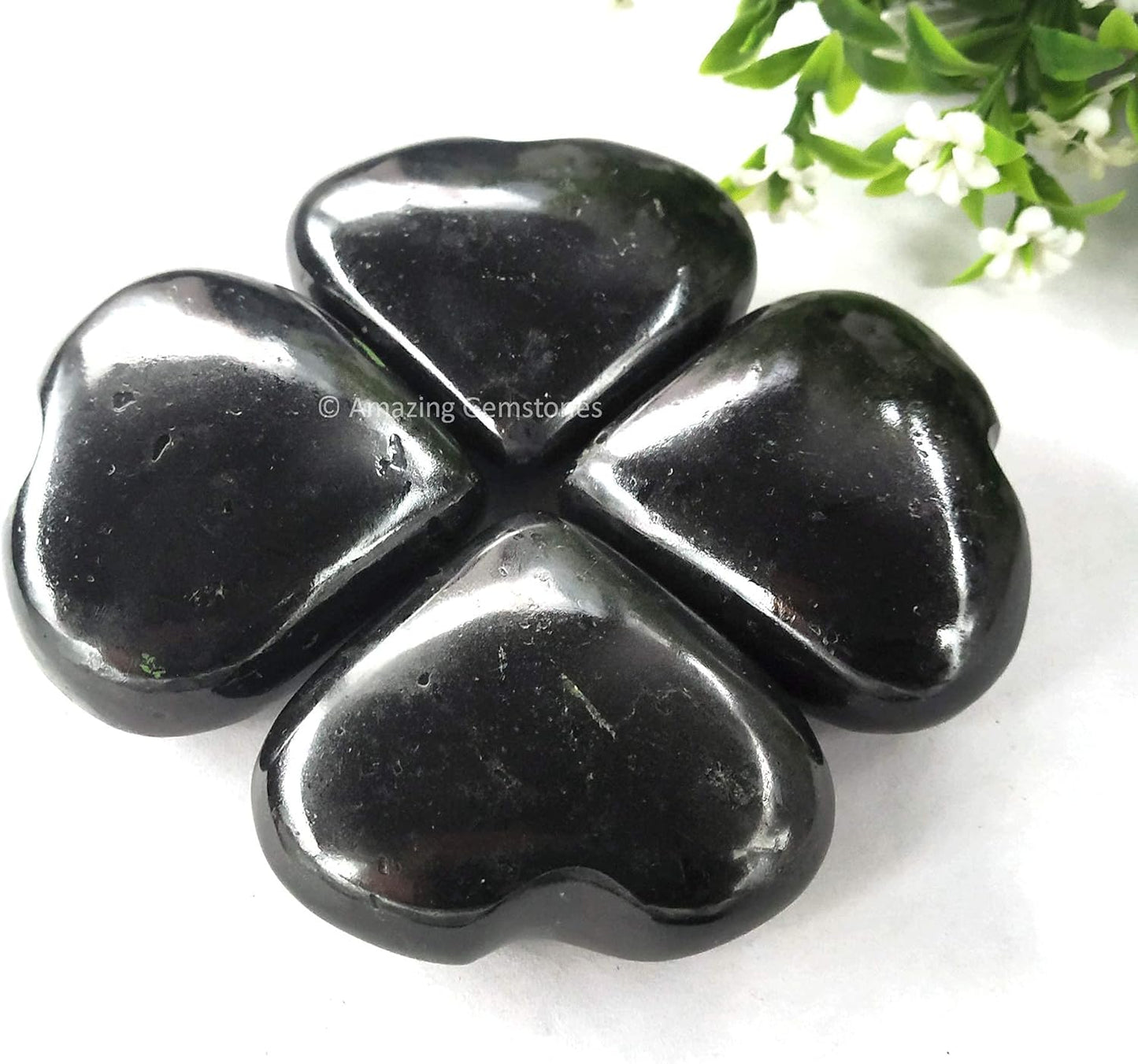 Amazing Gemstone Black Tourmaline Crystal Heart Palm Stone - Pocket Massage Worry Stone for Natural Body Chakra Balancing, Reiki Healing and Crystal Grid