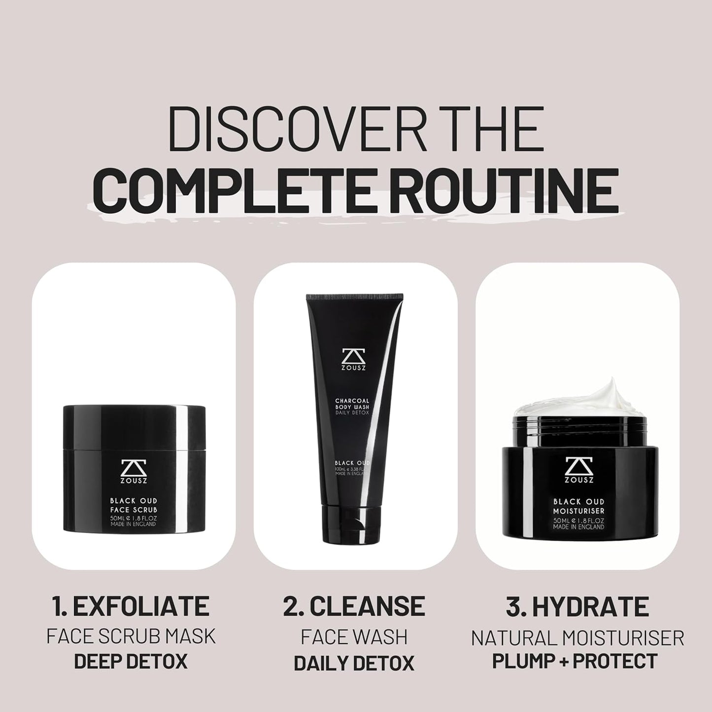 ZOUSZ Black Oud Charcoal Face Wash for Men – Daily Detox Activated Charcoal Face Cleanser – Premium Mens Skincare – Refreshing Face Wash Gift for Men, 100ml