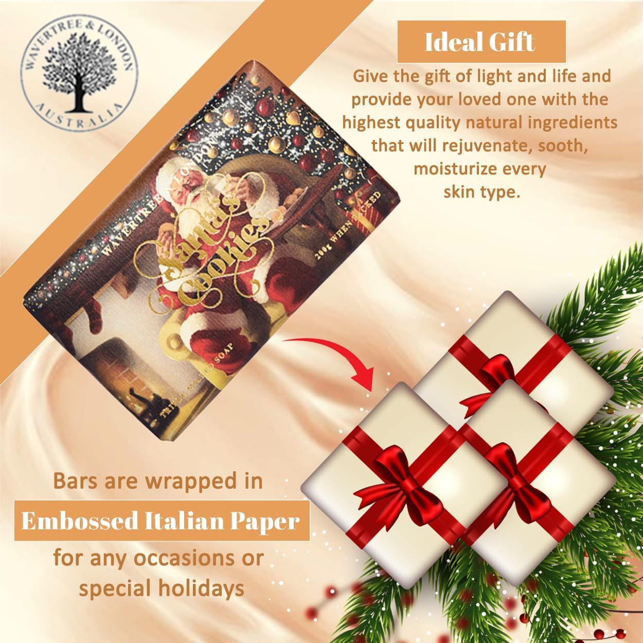 Wavertree & London Daisy & Lily Scented Natural Soap Bar, 7oz Moisturizing French Triple Milled Soap Bar for Women & Men