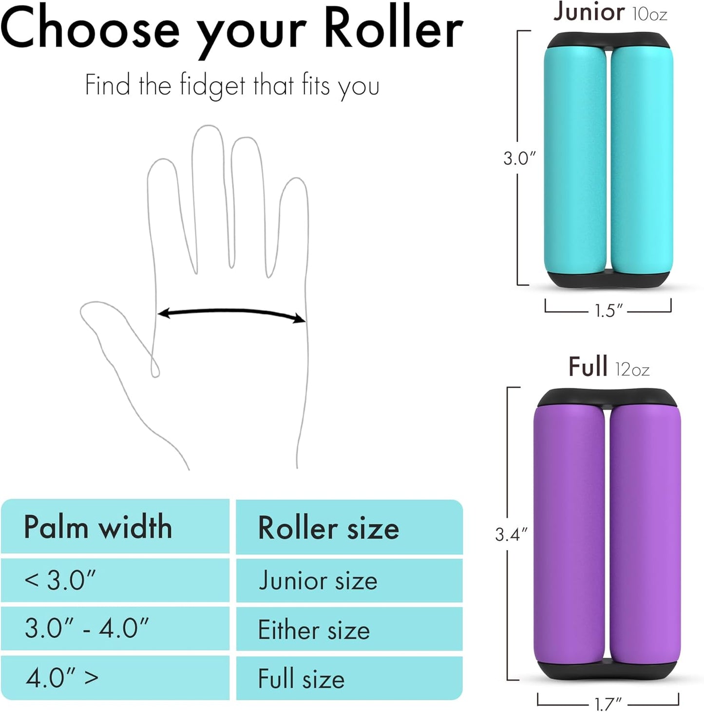 ONO Roller - Handheld Fidget Toy for Adults | Help Relieve Stress, Anxiety, Tension | Promotes Focus, Clarity | Compact, Portable Design (Junior Size/ABS Plastic, Glow in The Dark)