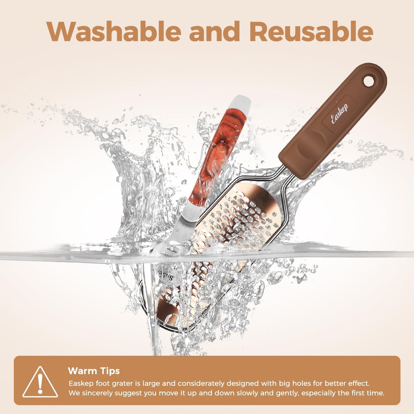 Foot File Foot Scrubber Pedicure - Callus Remover for Feet Easkep Professional Grater Rasp Foot Scraper Corns Callous Removers Cracked Dead Skin Remover for Dry and Wet Feet (Golden Set)