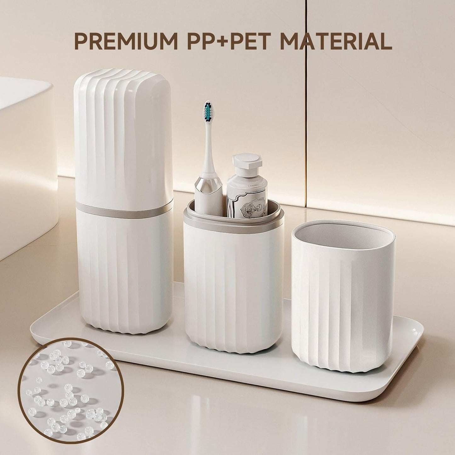 Toothbrush Travel Case, 2 in 1 Toothbrush Holder and Rinse Cup, Large Capacity Toothbrush Cup with Cover, Portable Travel Toothbrush Holder for Traveling, Camping, Trip - 1Pcs - White