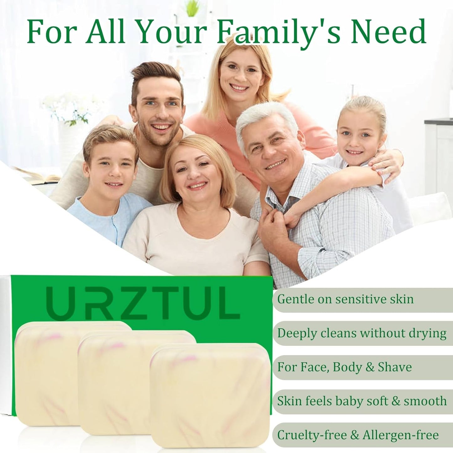 3 PCS Zinc Pyrithione Soap Bars, Gentle Exfoliating Cleansing Bath Bar for Body & Face Skin Care