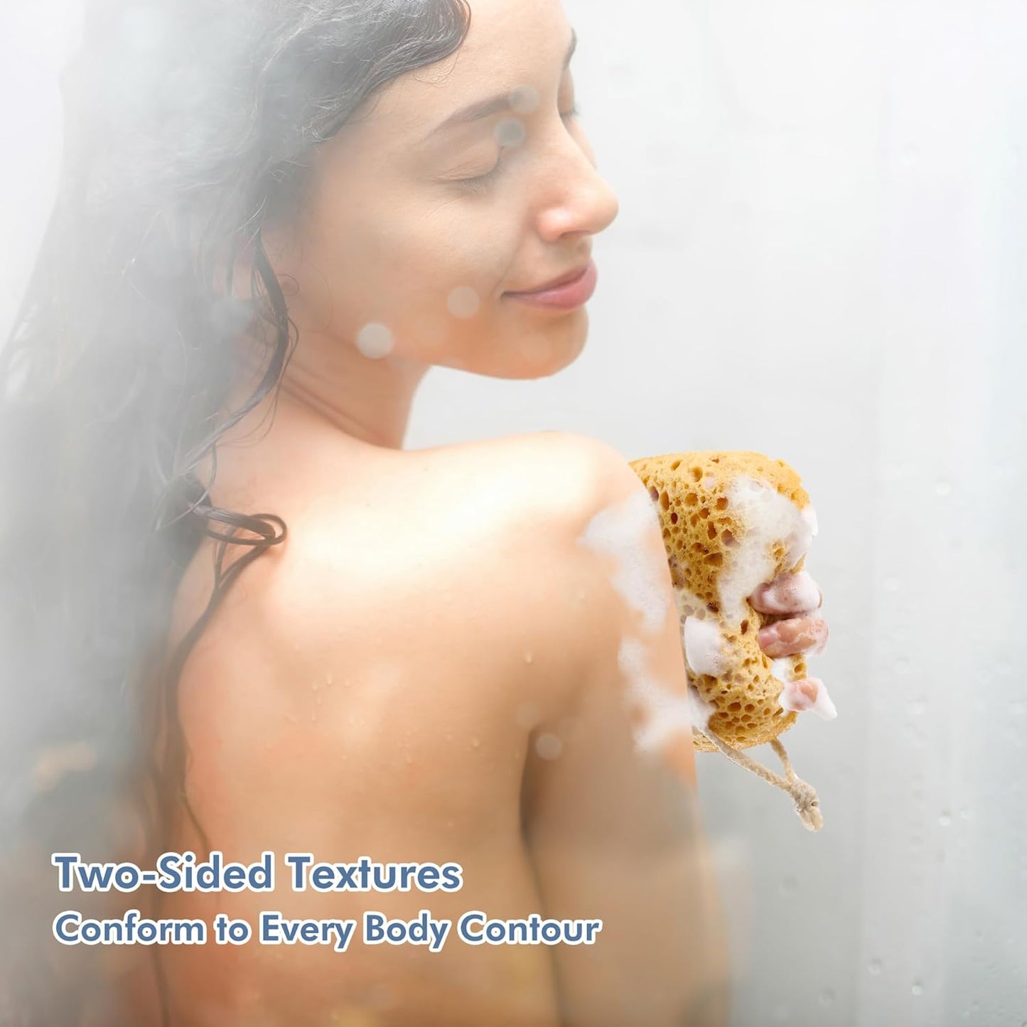 Sponges Bath, 2Pcs Larger Shower Sponges for Women Men, Exfoliating Body Sponge Dense Foam for Gentle & Deep Cleansing, Ultra-Soft for Sensitive Dry Skin