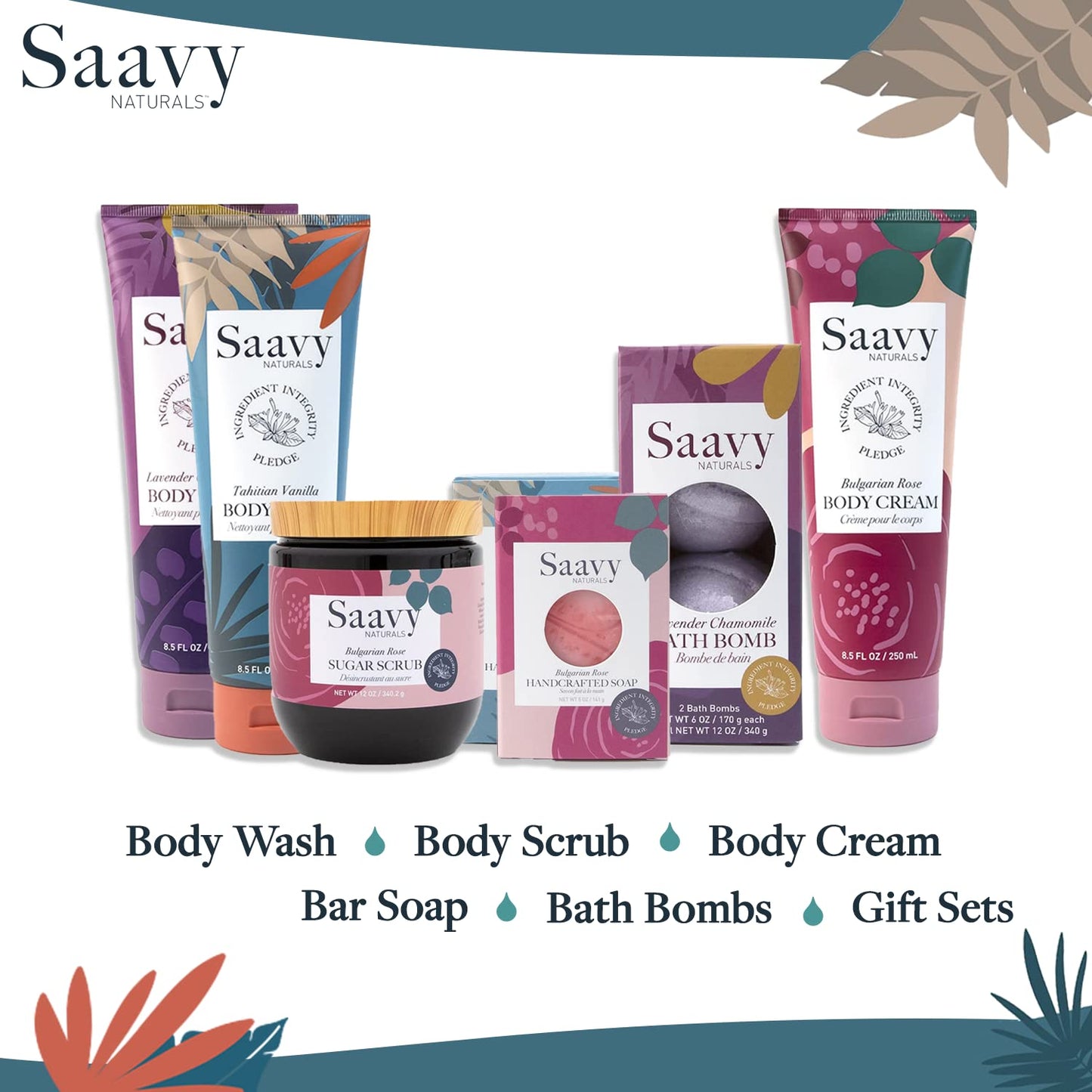 Saavy Naturals Lavender Chamomile Salt Scrub, blend of mineral rich, Dead Sea salts infused with organic oils, Vegan Natural Body Scrub with Vitamin E, Gift Set, 12 Oz 2 Pack -Made in the USA
