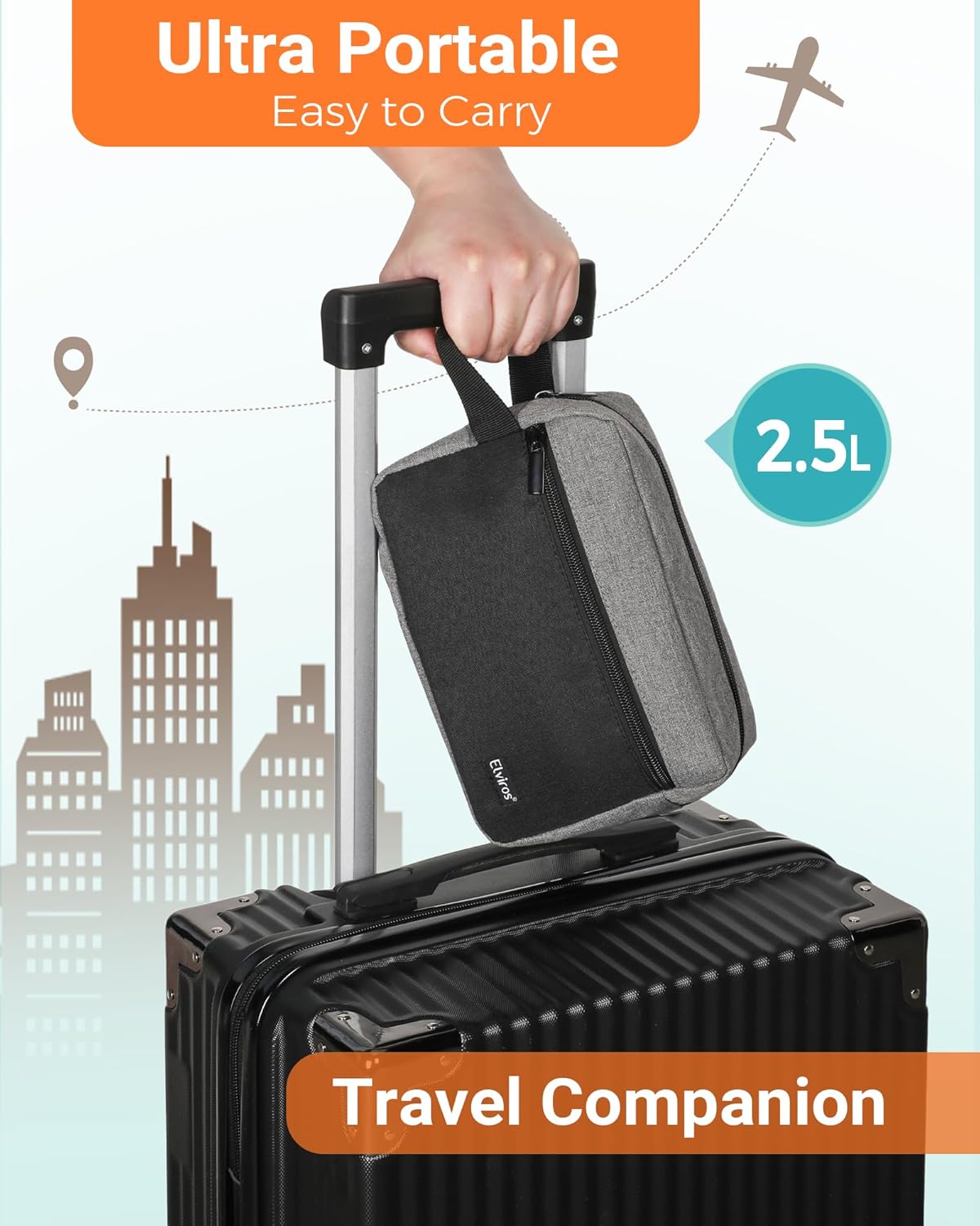 Elviros Travel Toiletry Bag for Men Hanging Toiletries Dopp Kit Small Bathroom Hygiene Tool and Medicine bag for Traveling Essential Shaving Pouch (Grey&Black)