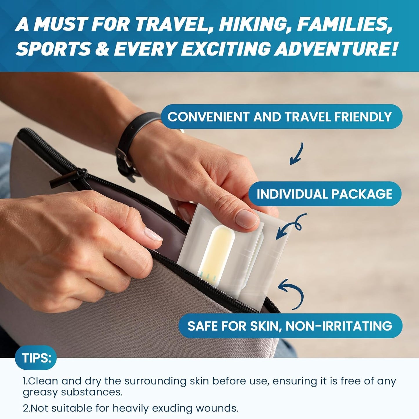 Hydrocolloid Blister Bandages for Feet - 30ct Gel Blister Bandages - Blister Cushions for Heel, Toe - Blister Prevention for Travel - Water Resistant Bandages Pads (Spot Pack)