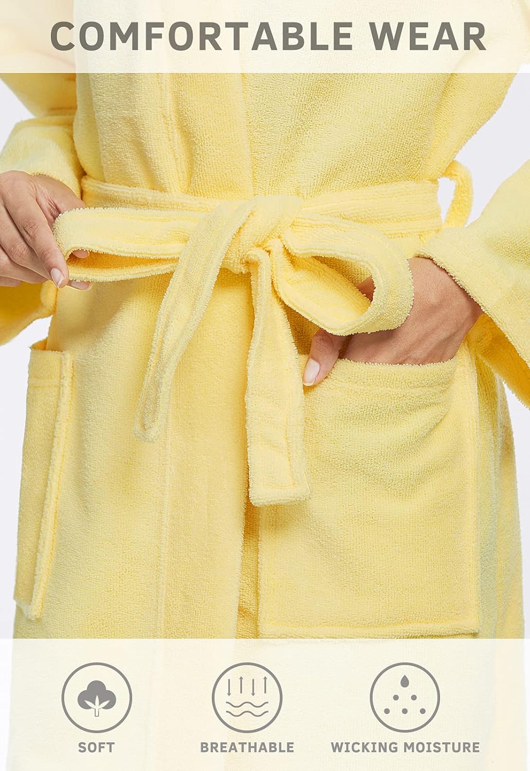 Orrpally Women Kimono Robes Lightweight Terry Cloth Bathrobe Knee Length Bath Robe