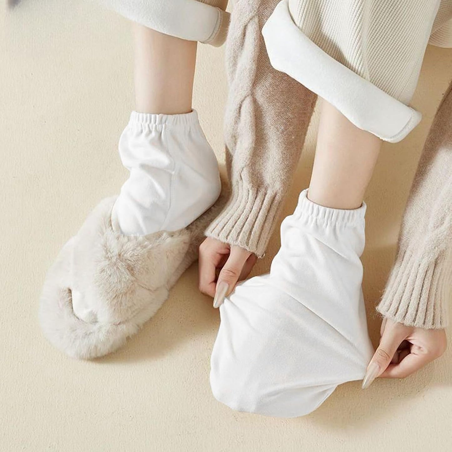 2 Pairs Castor Oil Pack Wrap for Feet, Reusable Castor Oil Pack Wrap Organic Cotton, Comfortable and Breathable for Sleeping, Yoga and Other Occasions - Moisturizing & Relieving Cracking & Tingling