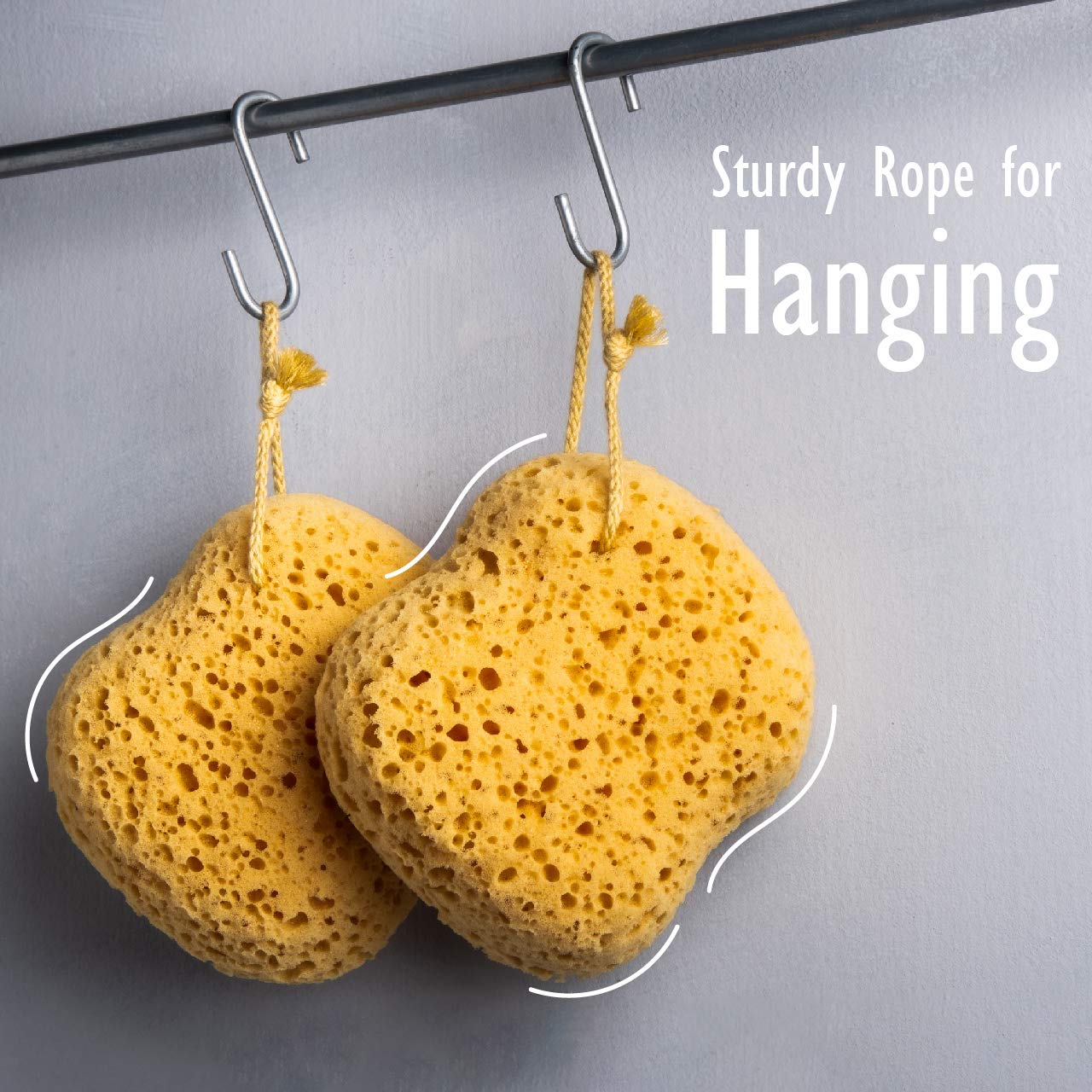 myHomeBody Bath Sponge, Foam Loofah, Body Scrubber for Bathing, Exfoliating Shower Pouf for Shower – Large Size, Lots of Lather, Curvy, 2 Pack