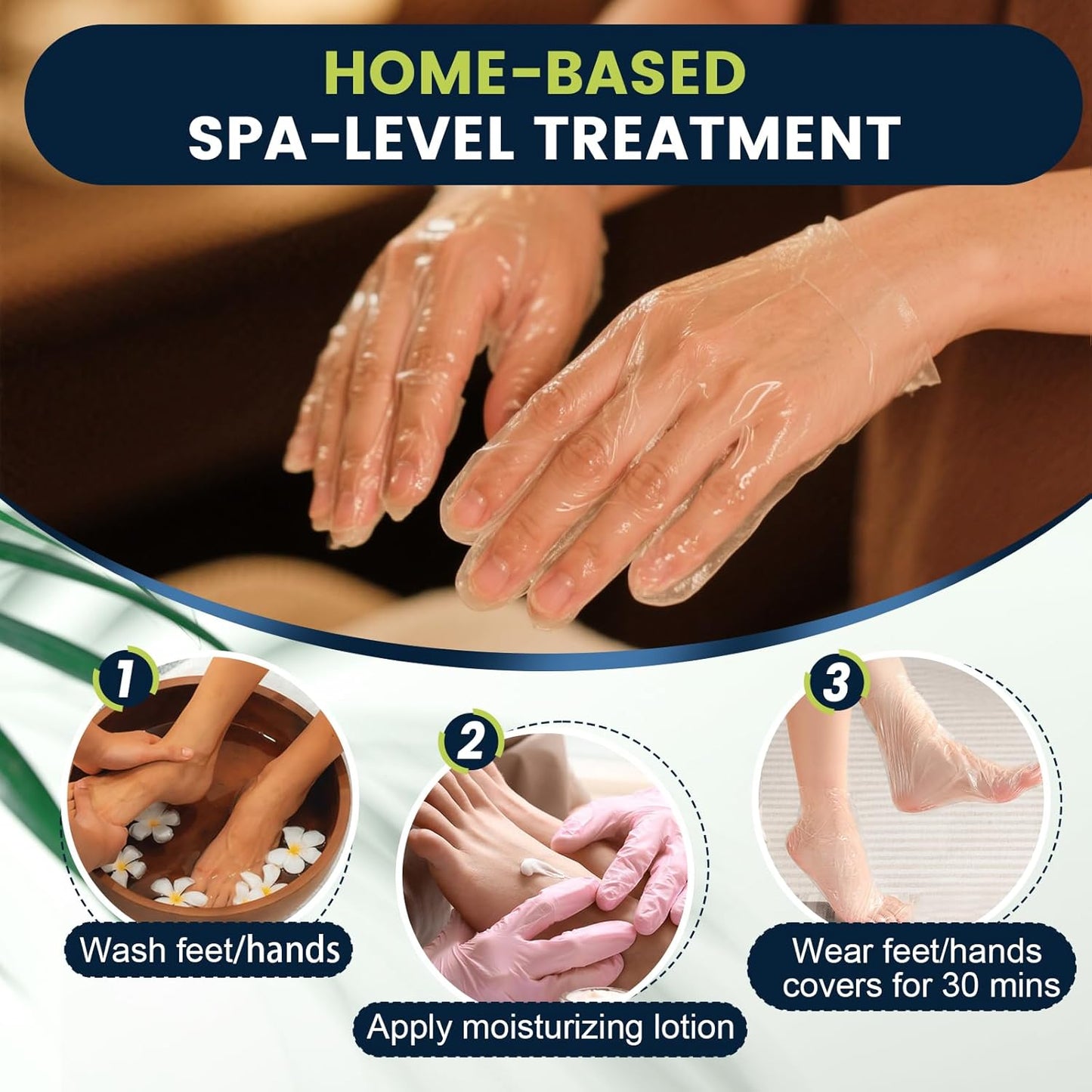 200PCS Disposable Hand & Foot Mask Set, 100P Hand Masks + 100P Foot Masks with Stickers, Leak-Proof Moisturizing Covers for Paraffin Therapy & at-Home Skin Care (Feet Fit up to US 13)