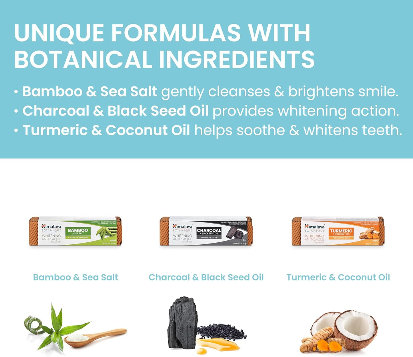 Himalaya Botanique Whitening Antiplaque Toothpaste, Variety Pack Mint Flavors - Whitening Toothpaste Without Fluoride for Whiter Teeth & Fresh Breath - Vegan, Gluten Free, 4 oz (Pack of 4)